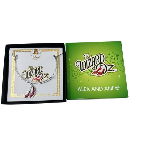 Alex and Ani WIZARD of OZ " RUBY SLIPPERS " WRAP BRACELET, Russian Silver - Picture 1 of 4